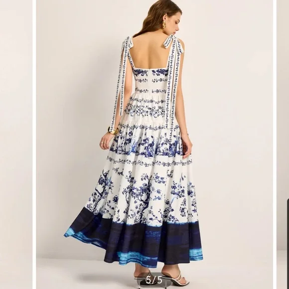 Commense Blue and White Floral Maxi Dress - Picture 3 of 10
